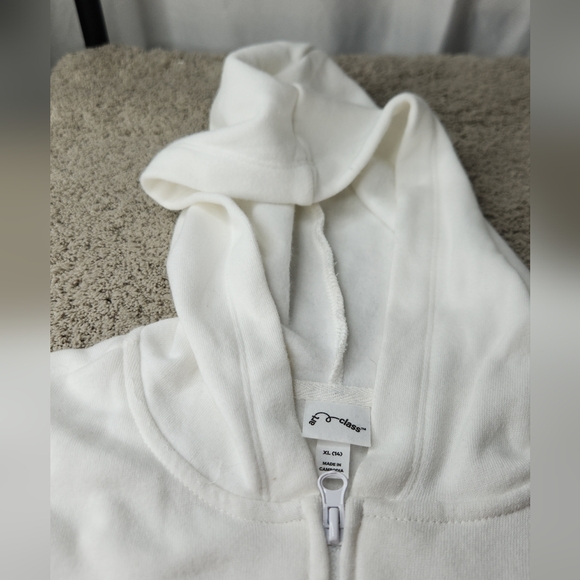 Girls White Zip-Up Hoodie Sweatshirt For Kids - Art Class - XL (14) - Picture 6 of 11